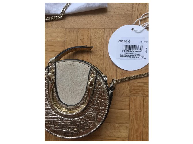 Chloé Pixie Nano Borsa in pelle dorata D'oro - vista 8