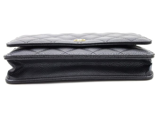 CHANEL Portafoglio con caviale su catena WOC Borsa a tracolla nera con tracolla Nero - vista 4