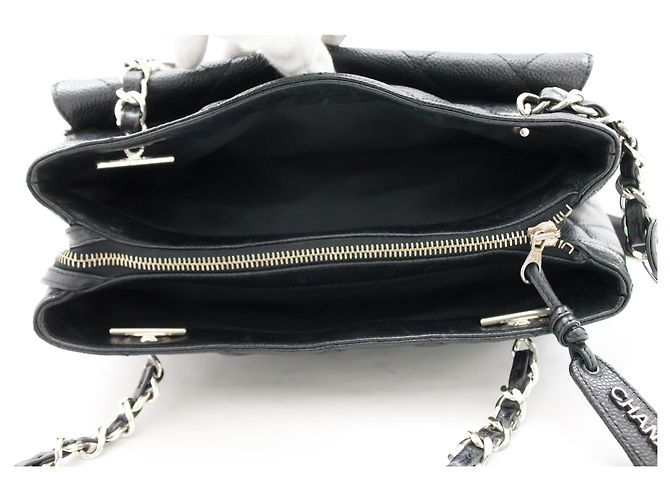 CHANEL Caviar Quilted Chain Shoulder Bag Black Leather Silver - view 11