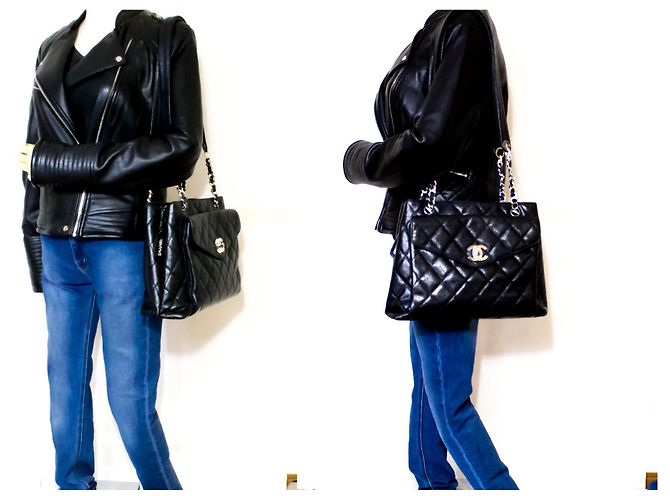 CHANEL Caviar Quilted Chain Shoulder Bag Black Leather Silver - view 12