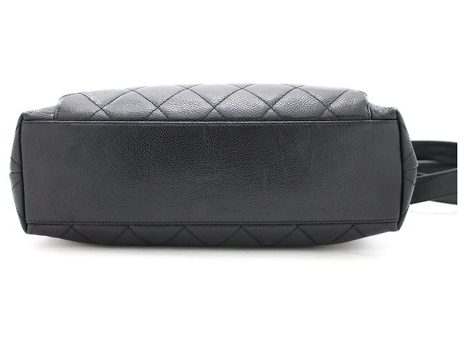 CHANEL Caviar Quilted Chain Shoulder Bag Black Leather Silver - view 4
