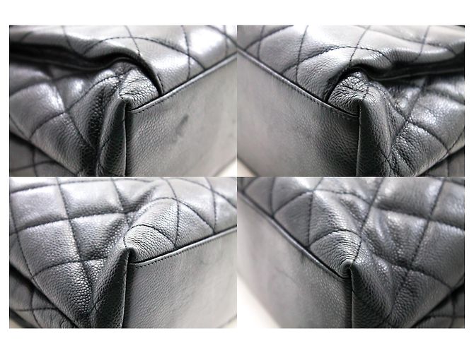 CHANEL Caviar Quilted Chain Shoulder Bag Black Leather Silver - view 6