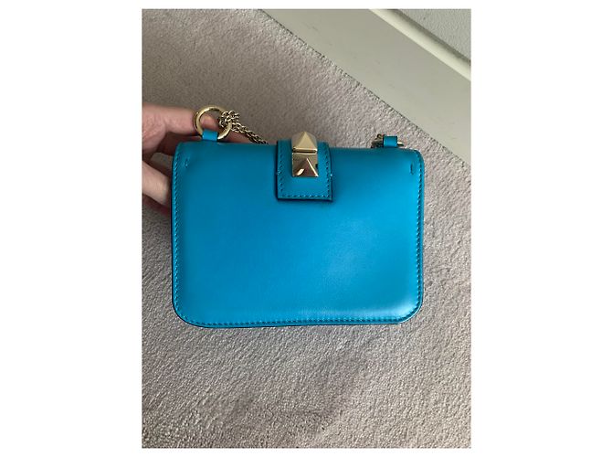 Borsa Valentino Garavani Mini GlamLock Rockstud Blu in Pelle - vista 2