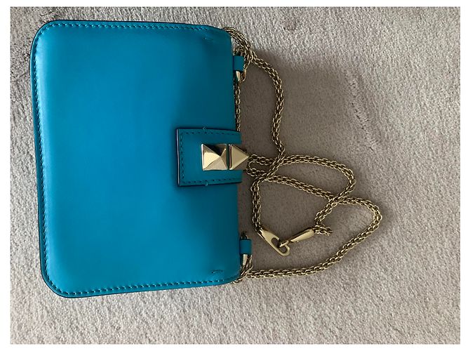 Borsa Valentino Garavani Mini GlamLock Rockstud Blu in Pelle - vista 3