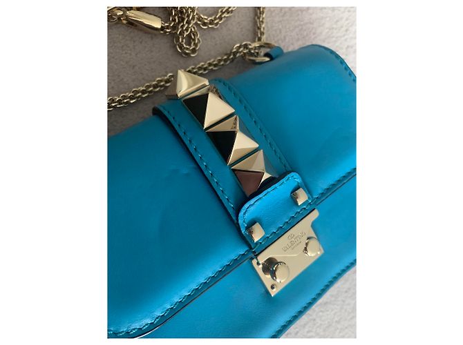 Borsa Valentino Garavani Mini GlamLock Rockstud Blu in Pelle - vista 5