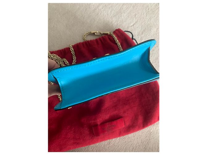 Borsa Valentino Garavani Mini GlamLock Rockstud Blu in Pelle - vista 7