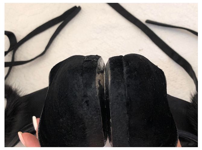 Décolleté Gucci Nere in Velluto Pelle Esotica e Visone Nero - vista 11