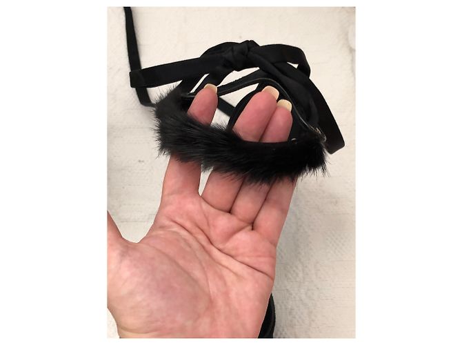 Décolleté Gucci Nere in Velluto Pelle Esotica e Visone Nero - vista 13