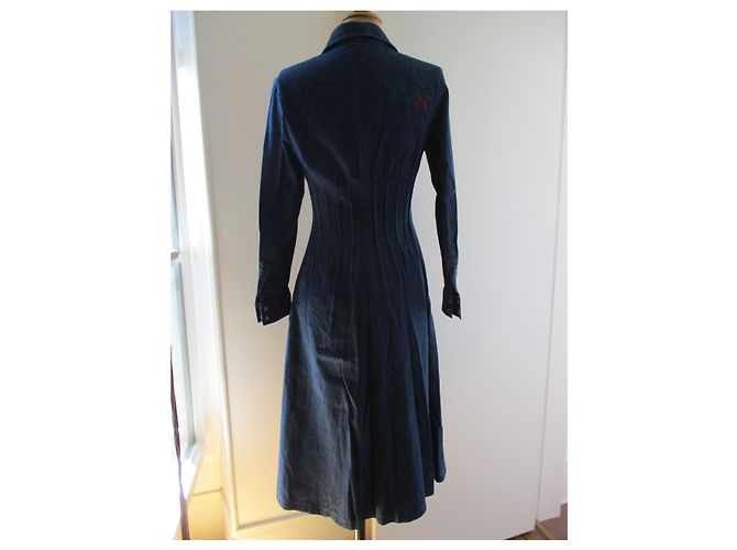 Armand Ventilo Jeans Kleid, bestickt, Taille 36. Marineblau - Ansicht 2