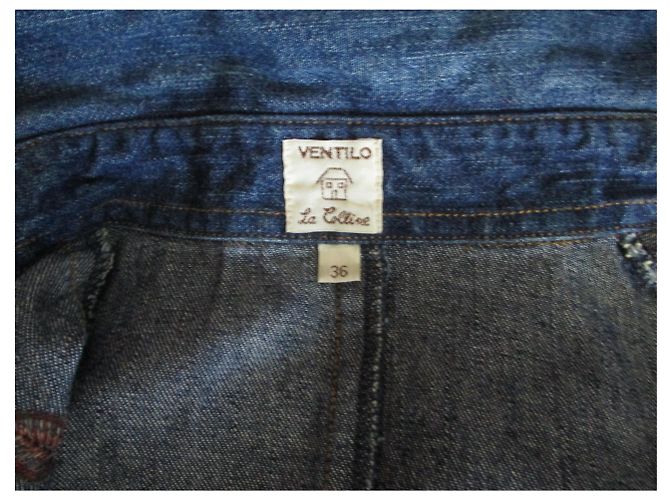 Armand Ventilo Jeans Kleid, bestickt, Taille 36. Marineblau - Ansicht 3