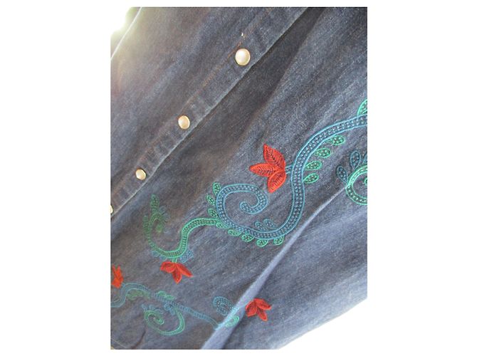 Armand Ventilo Jeans Kleid, bestickt, Taille 36. Marineblau - Ansicht 4
