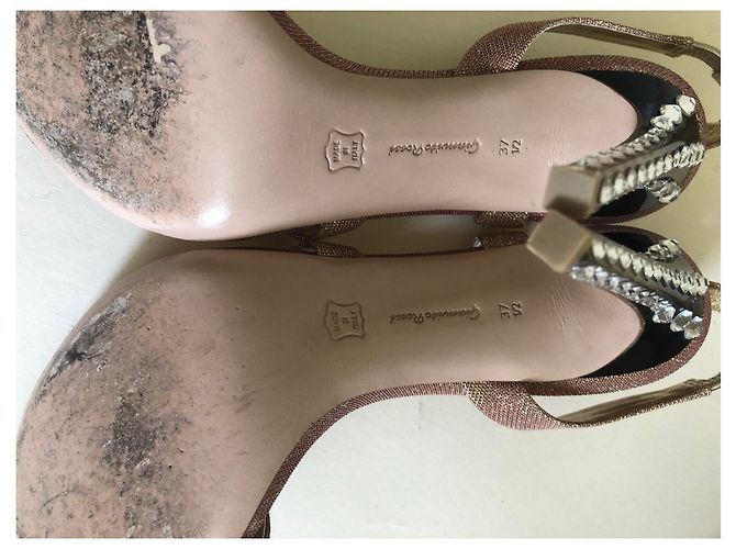 Sandali Gianvito Rossi Oro Rosa con Cristalli D'oro - vista 10