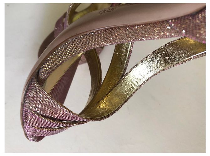 Sandali Gianvito Rossi Oro Rosa con Cristalli D'oro - vista 11