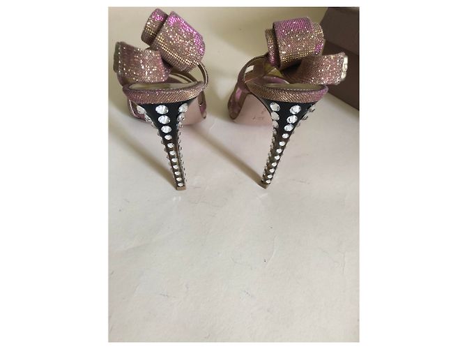 Sandali Gianvito Rossi Oro Rosa con Cristalli D'oro - vista 7