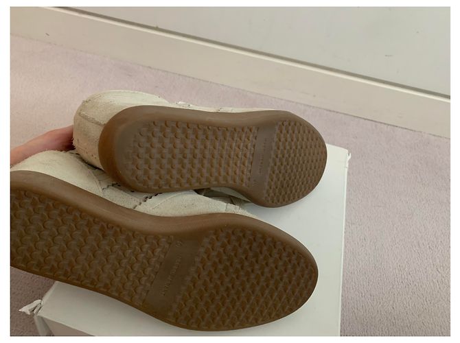 Baskets compensées Isabel Marant Bobby en daim beige - vue 4