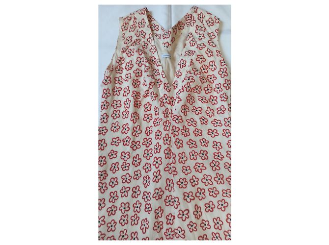 Vestido Cacharel de algodón sin mangas cuello en V beige rojo negro Multicolor - vista 6