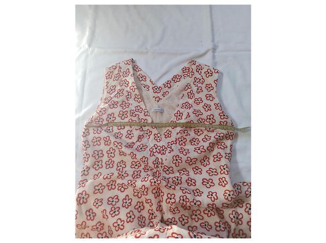 Vestido Cacharel de algodón sin mangas cuello en V beige rojo negro Multicolor - vista 7