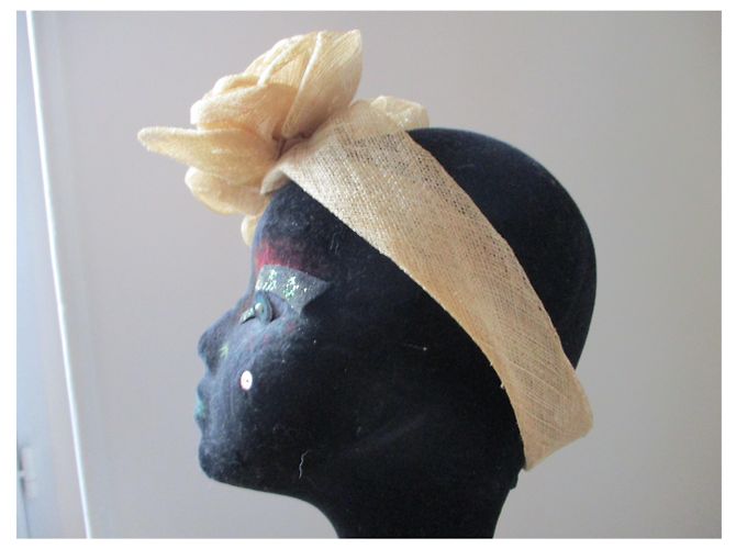 Autre Marque Bibi Bast Stirnband mit Blumen Beige - Ansicht 2
