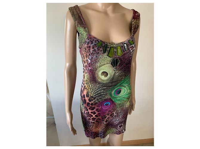 Autre Marque Vestido Kimikal de algodón marrón verde violeta Castaño Púrpura - vista 4