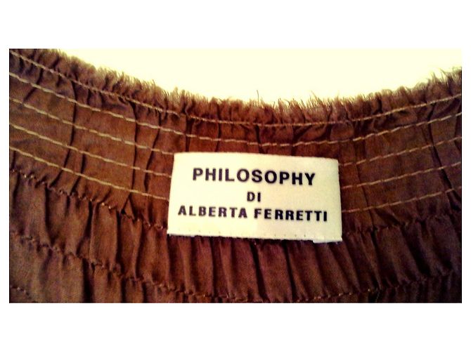 Philosophy Di Alberta Ferretti VESTIDO MAXI DE ALGODÓN DE DISEÑO DE LUJO Castaño - vista 2