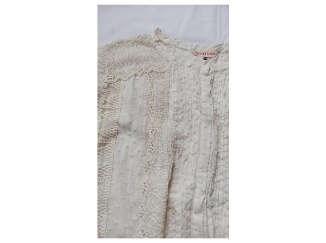 Top de algodón y encaje beige Rebecca Taylor - vista 7