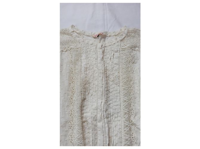 Top de algodón y encaje beige Rebecca Taylor - vista 9