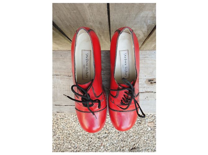 Scarpe con plateau Sartore in pelle rossa Rosso - vista 5