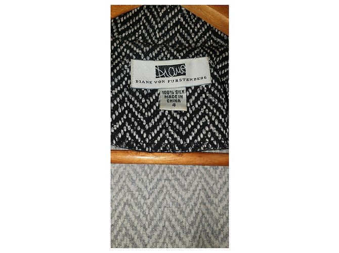 Diane Von Furstenberg DvF seltenes Vintage Seidenwickelkleid Schwarz Weiß - Ansicht 3