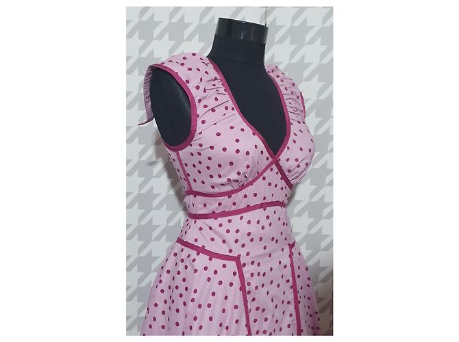 Zac Posen Baumwoll Kleid mit Punkten Lila - Ansicht 2