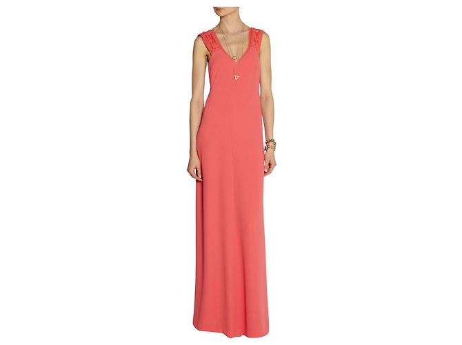 Vestido largo Maje T1 de crepé coral - vista 5