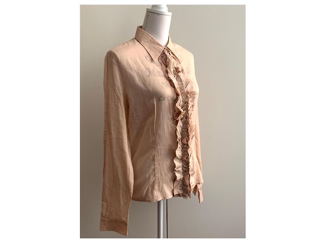 Miu Miu Camisa gasa rosa de algodón en polvo - vista 11