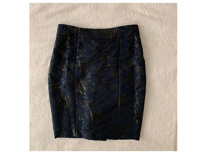 Falda Marni de brocado de algodón azul marino Azul oscuro - vista 2
