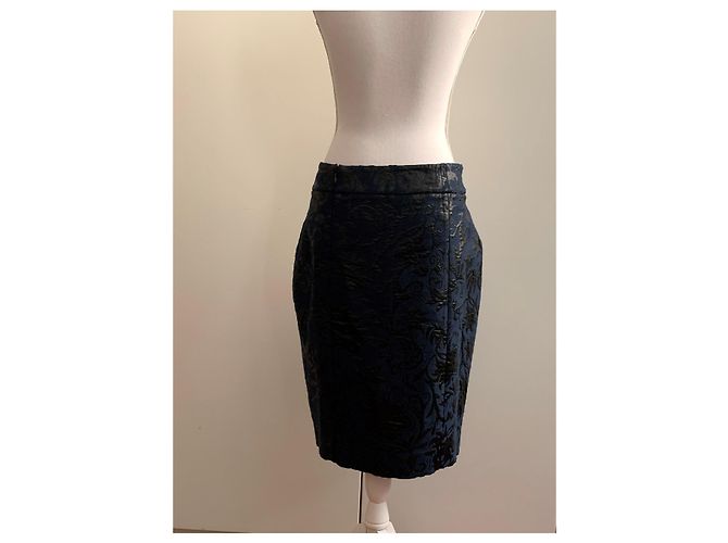 Falda Marni de brocado de algodón azul marino Azul oscuro - vista 8