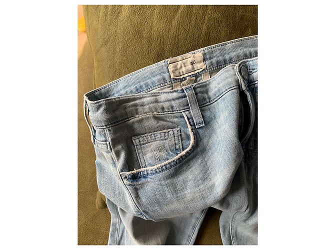 Jeans Current Elliott The Fling Azul Claro Algodón Talla 26 - vista 8