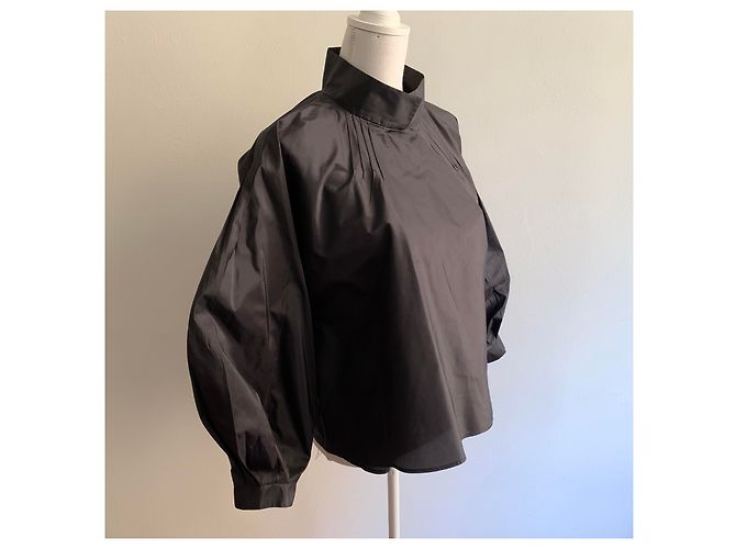 Emilio Pucci Top de túnica de tafetán de seda negra Negro - vista 11