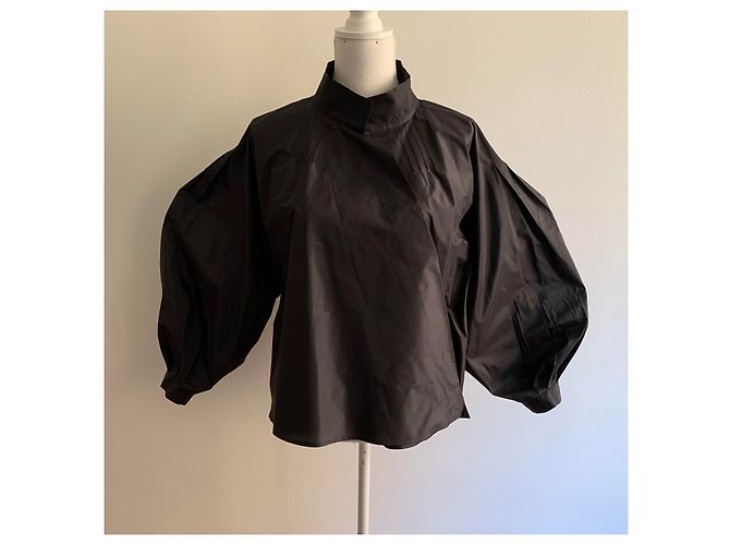 Emilio Pucci Top de túnica de tafetán de seda negra Negro - vista 6