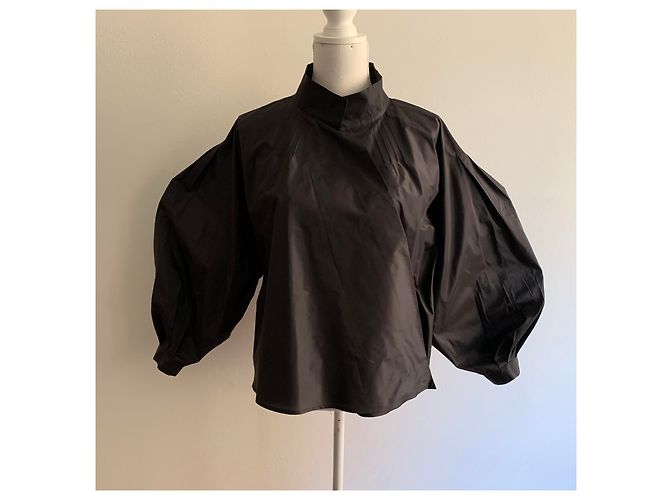 Emilio Pucci Top de túnica de tafetán de seda negra Negro - vista 7