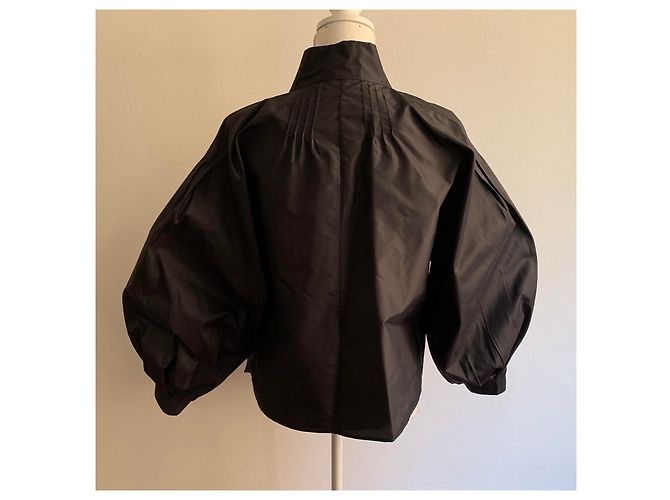 Emilio Pucci Top de túnica de tafetán de seda negra Negro - vista 9