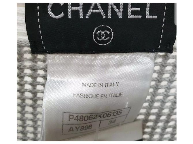 Chanel Algodão Logo Pants Suit Sz.34 Cinza - vista 7