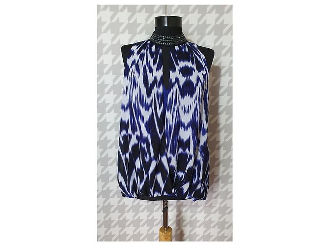 Blouse Nicole Miller Multicolore Noir Bleu Polyester Taille M - vue 3