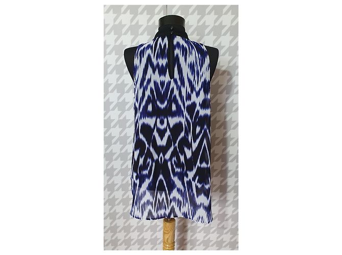 Blouse Nicole Miller Multicolore Noir Bleu Polyester Taille M - vue 4