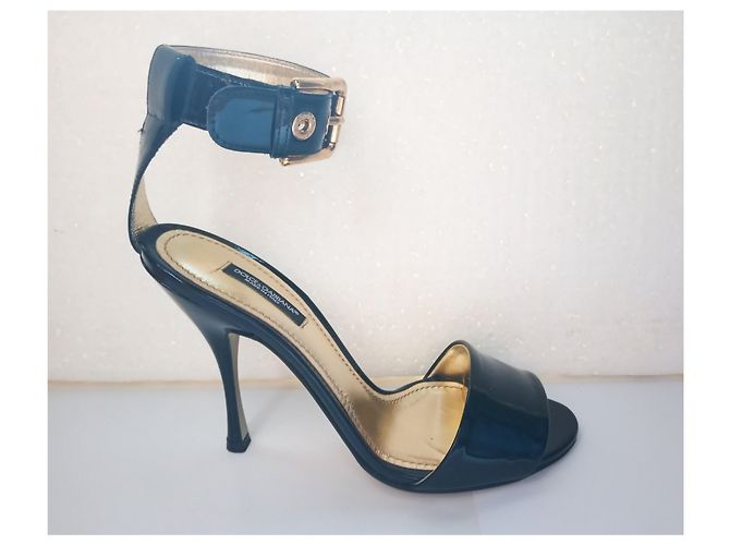 Sandali con tacco Dolce & Gabbana in vernice nera Nero - vista 2