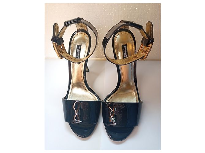 Sandali con tacco Dolce & Gabbana in vernice nera Nero - vista 3