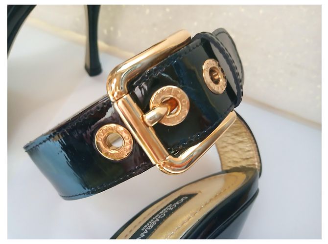 Sandali con tacco Dolce & Gabbana in vernice nera Nero - vista 4