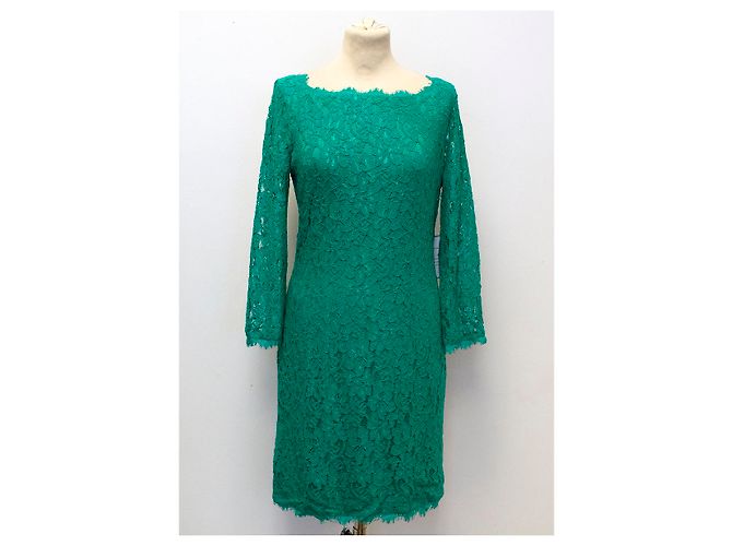 Diane Von Furstenberg DvF Zarita Spitzenkleid Smaragd Grün - Ansicht 2