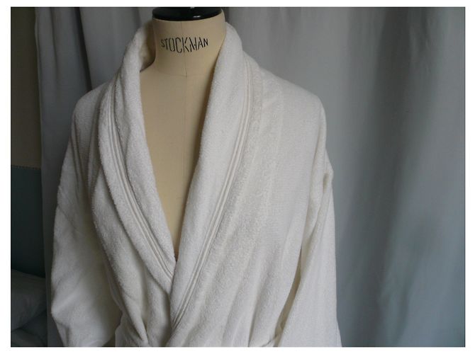 Hermès HERMES Albornoz blanco de algodón peinado Excelente estado casi nuevo TL - vista 2
