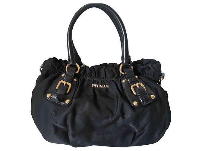Jacquard Borsa a mano Prada in nylon nero - vista 2