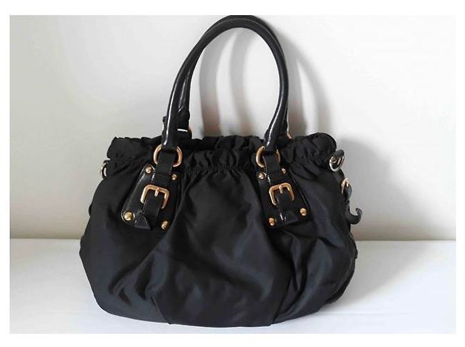 Jacquard Borsa a mano Prada in nylon nero - vista 3