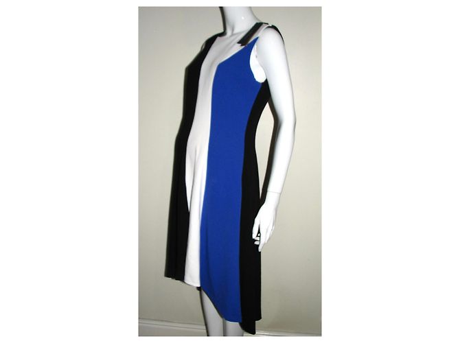 Donna Karan Aline Kleid Schwarz Weiß Blau - Ansicht 5