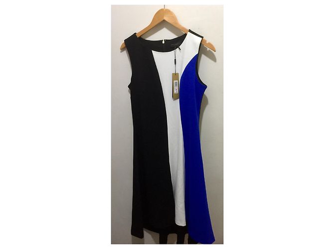 Donna Karan Aline Kleid Schwarz Weiß Blau - Ansicht 9